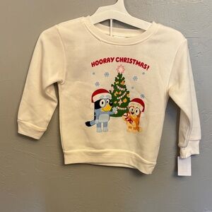 NEW Bluey Kids' Cream Holiday Sweatshirt with Christmas Print